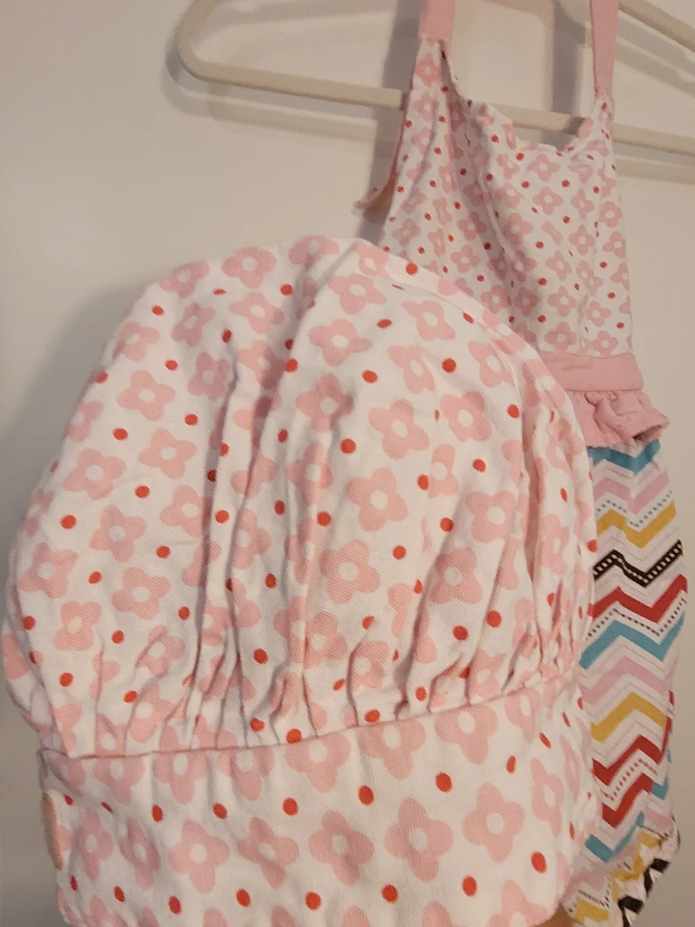 Kids Pink Chevron Apron with Matching Chef Hat